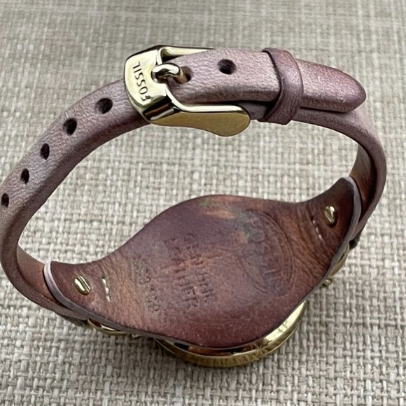 Fossil Ladies Wristwatch Pink Leather Band Gold Tone Case AS IS Read desc - Picture 10 of 11
